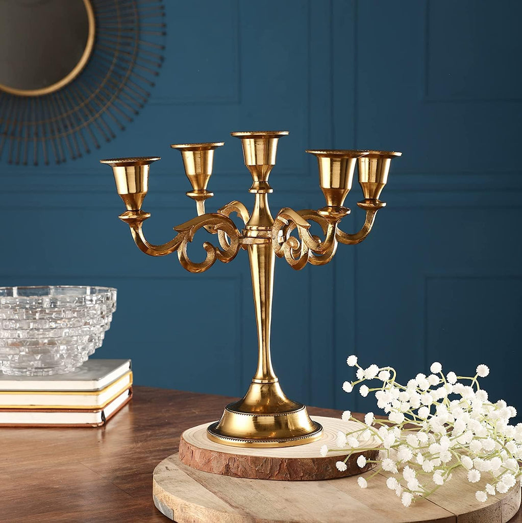 5 Arm Candelabra Taper Candle Holders Decorations Indoor Kitchen Décor Table Candles Candlestick Candelabra