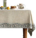 Designer Vintage Linen Elegant Rectangular Tablecloth,Chinoiserie Floral Indoor Table Cloth,Wrinkle 