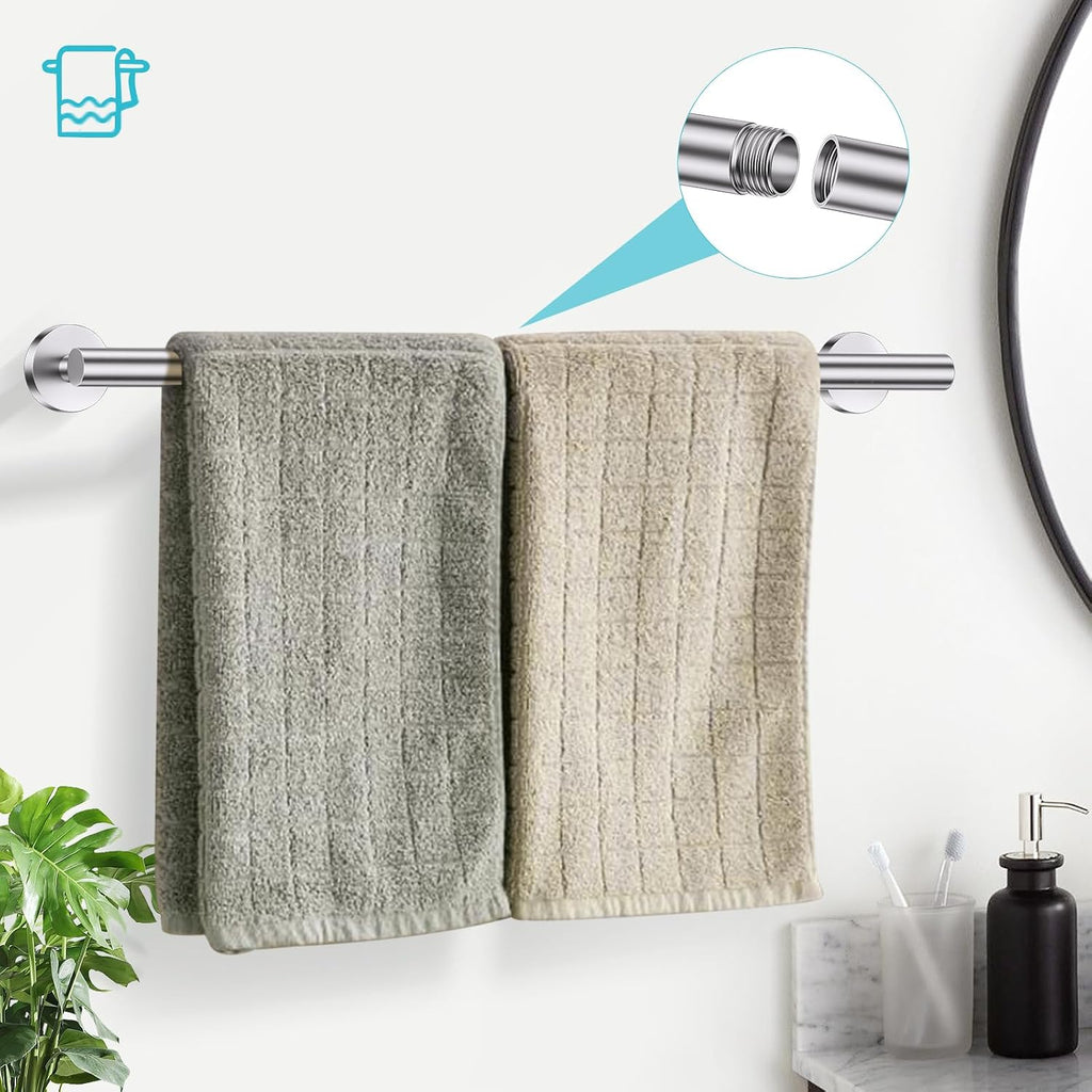 5-Pieces Brushed Nickel Bathroom Hardware Accessories Set 23.6inch SUS304 Stainless Steel Towel Bar Set Double Post