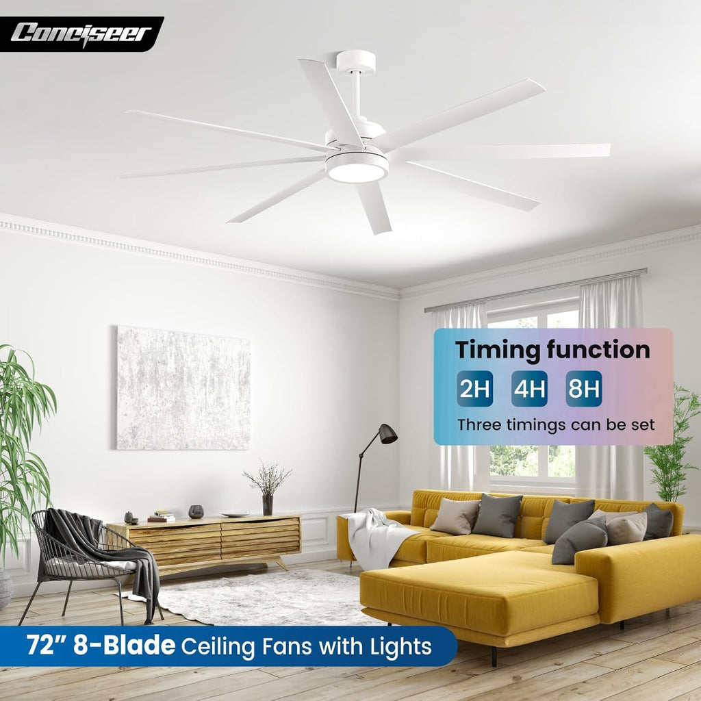 Modern Ceiling Fans with Lights, 72 Inch Ceiling Fan with Remote Library Cafe Outdoor/Industrial Use