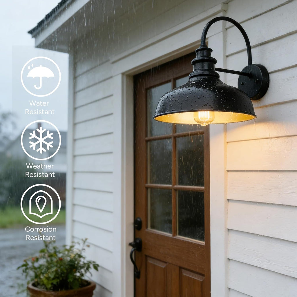 Exterior Farmhouse Barn Light Fixtures, Vintage Black Wall Sconces, E26 Socket Outdoor Wall Mount Lighting Fixture