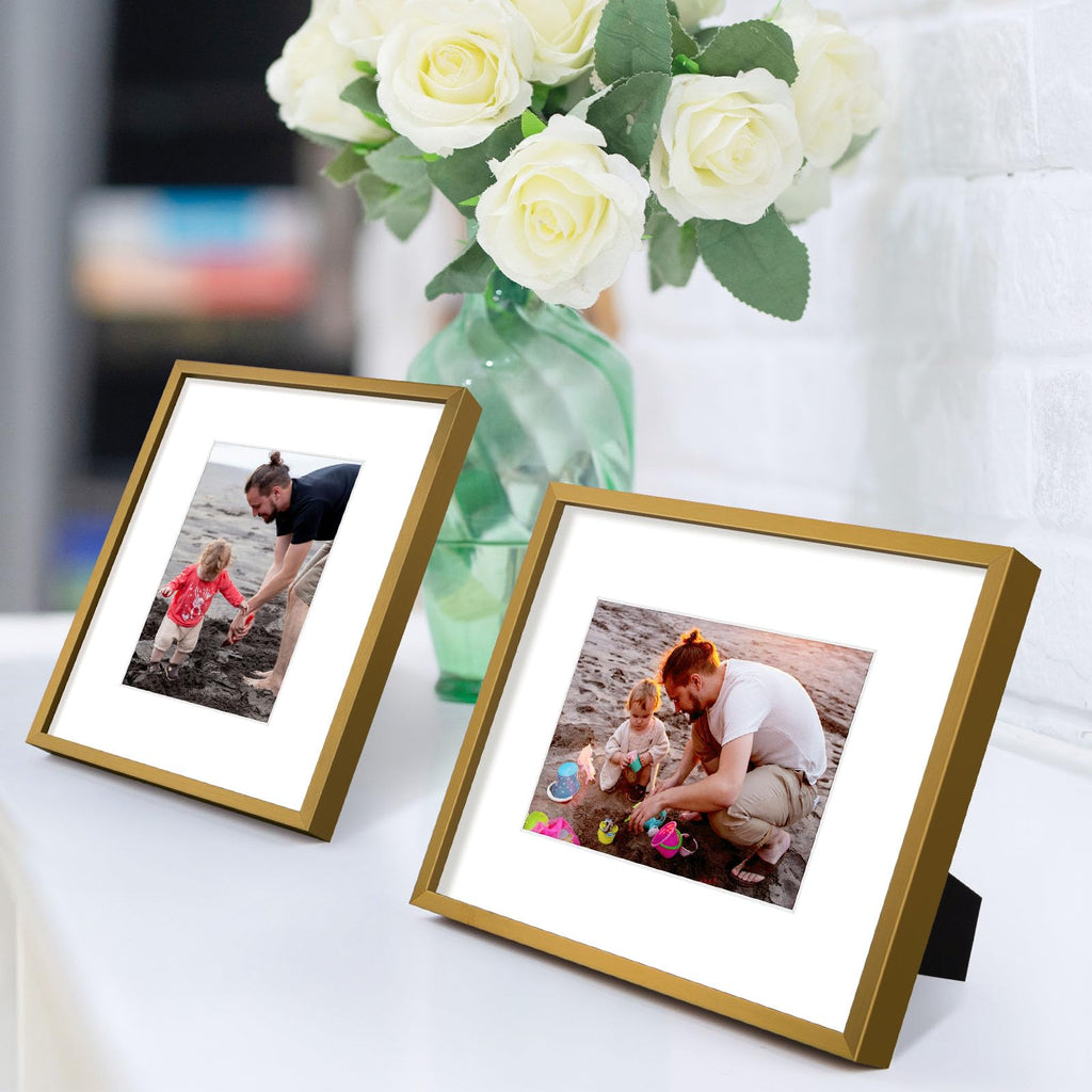 8x10 Bronze Aluminum Frame, For 5x7 Photo, With Mat