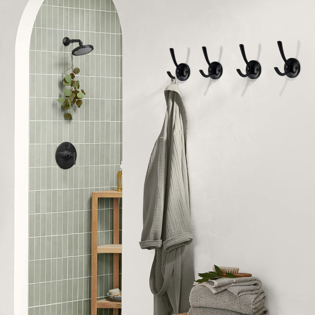 5 Pack Round Coat Towel Hooks - Matte Black Coat Hooks for Hanging Coats Towel Hooks Wall Mounted Zinc Alloy Bath