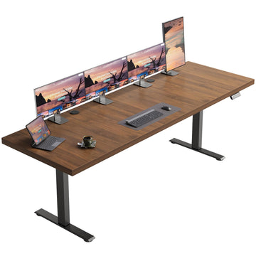 79 Inch Executive Electric Standing Desk Height Adjustable, Walnut