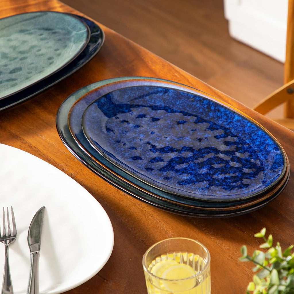 Ceramic Serving Platters Set of 3, Oval 16/14.7/13.5 Inch Stoneware Serving Dishes for Entertaining, Microwave Safe