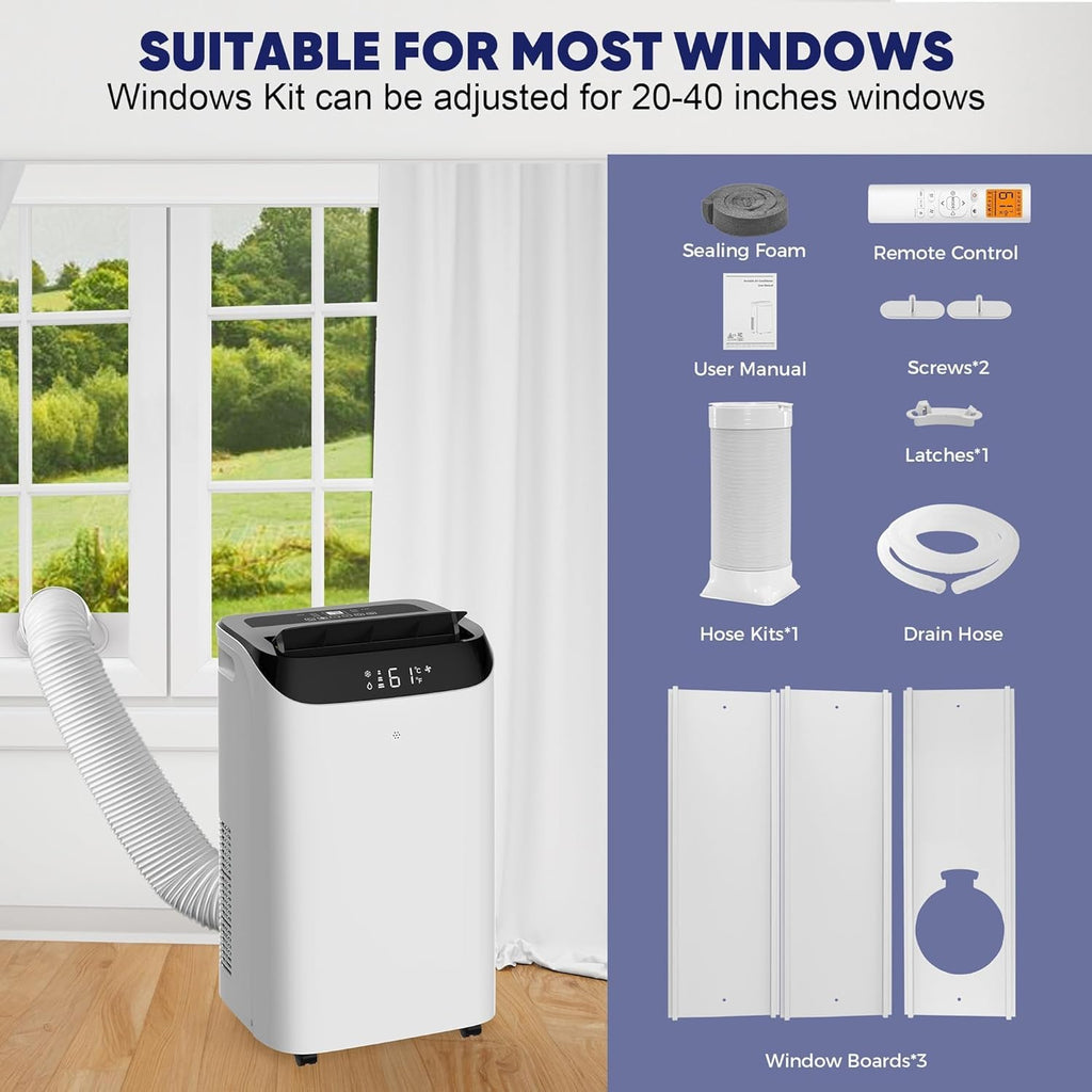 14000 BTU Portable Air Conditioners, Cools Up to 700 Sq.Ft, Free standing AC Unit, Cooling, Dehumidifier, Fan