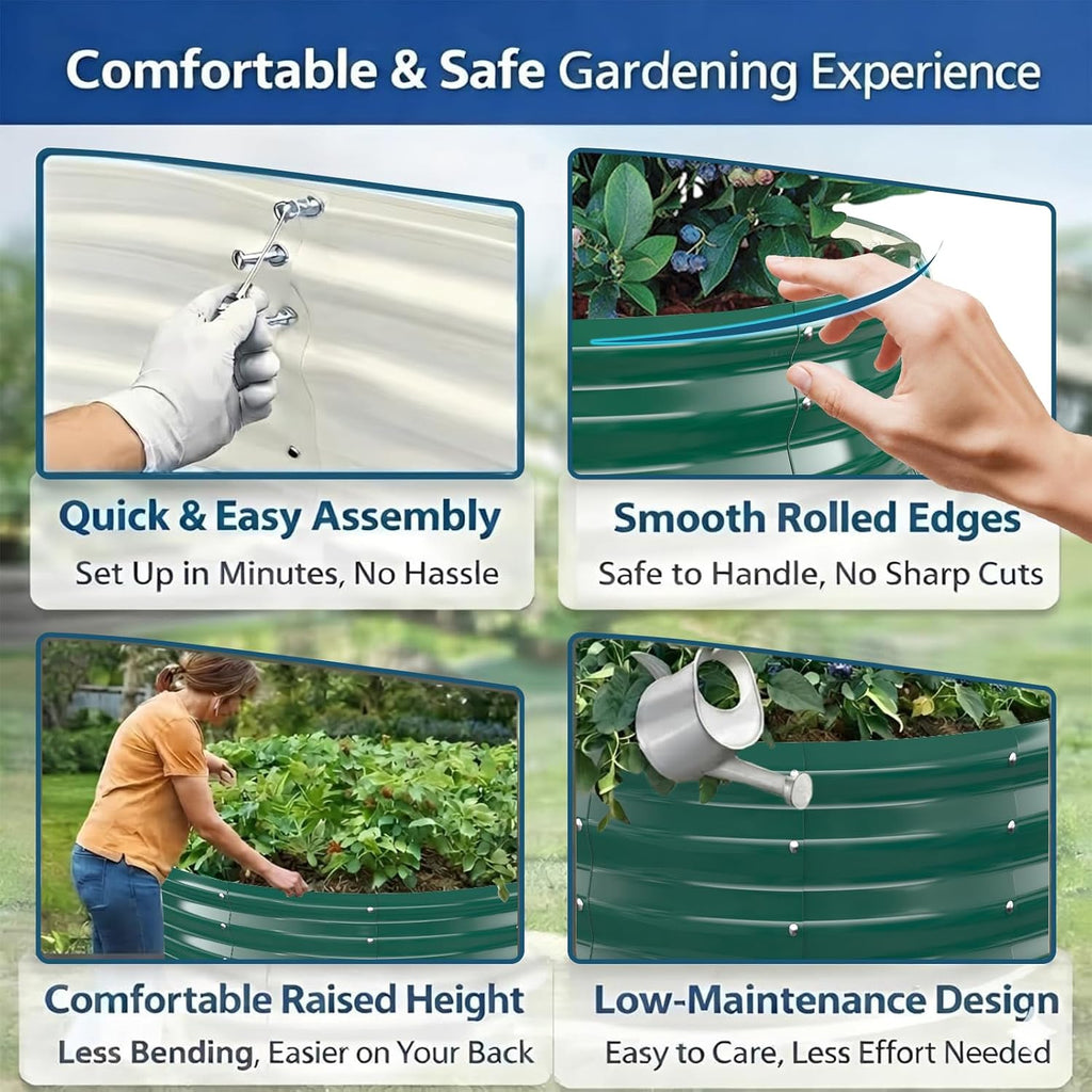 5FT Round Raised Garden Bed, Heavy Duty Galvanized Metal Planter Box for Vegetables, Flowers & Herbs, Rust-Resistant