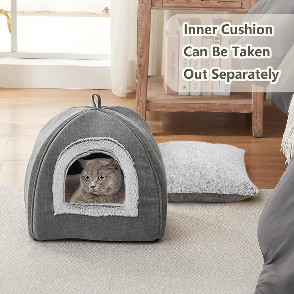 Cat Bed Cave-Cat Beds for Indoor Cats,Kittens and Small Pets,Soft and Warm Cats House Tent Bed,Foldable and Washable