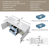 60 Inch Floating Bathroom Vanity with Sink, Large Storage Wall Mounted Floating Vanity with Soft Close Drawers