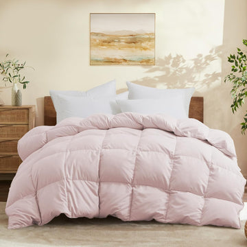 Queen Down Comforter - All Season Ultra Soft Goose Down & Feather Fiber Fill