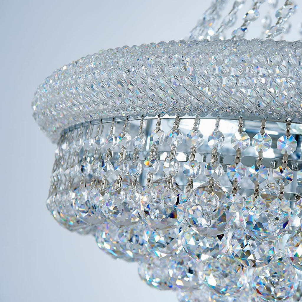 Modern Crystal Chandelier Light Fixtures - D23.6 inch, 10 Lights Chrome Ceiling Haning Chandelier, Pendant Lighting for Living Room, Dining Room, Foyer, Entryway, Hallway