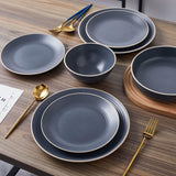 Lauren Modern Stoneware 16-piece Round Dinnerware Set, Plates and bowls Set, Dish set for 4, Charcoal