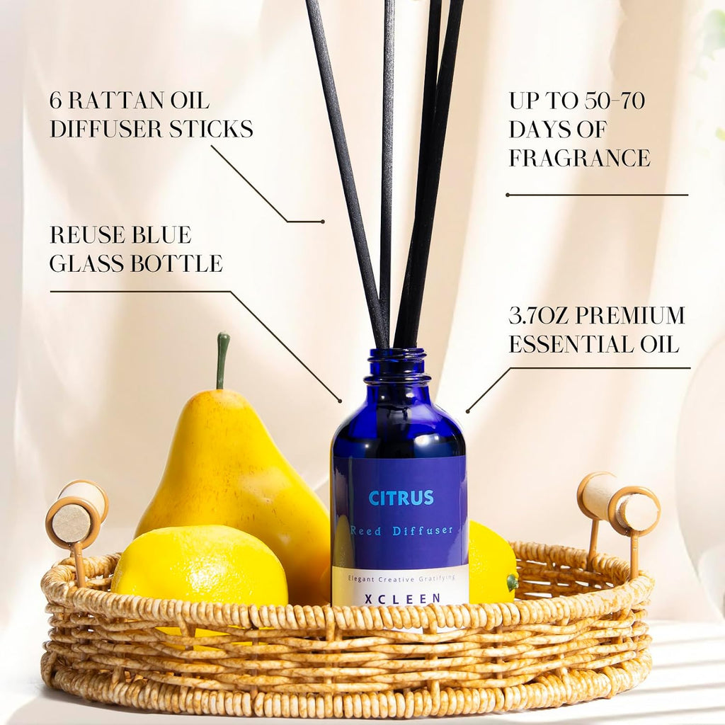 Citrus Scented Reed Diffuser, Orange, Lime & Lemon Oil Reed Diffuser, Real Citrus! Holiday Home Fragrance Office Decor - Set of 37