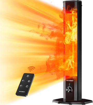 Outdoor Electric Patio Heater, 42in Infrared Heater with Remote, 9 Heat Levels, 9H Timers, 1500W Instant Heating