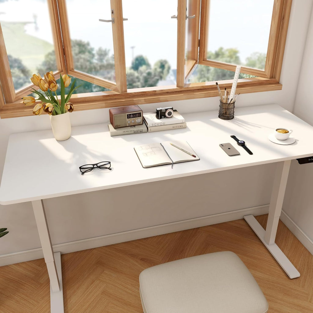 79x32 Inch Large Dual Motor Electric Standing Desk, White