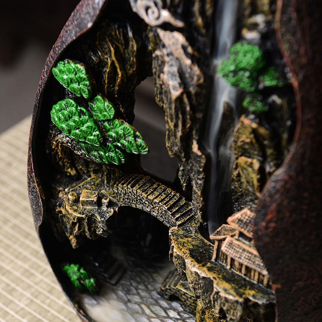 Mountain Waterfall Backflow Incense Burner Cascading Incense Cone Holder