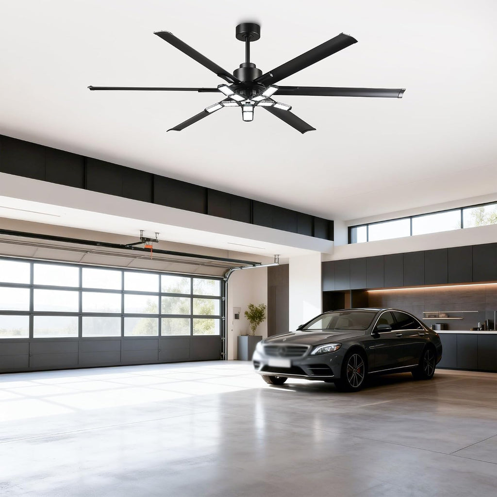 84" Ceiling Fan with LED Light and Remote - Matte Black