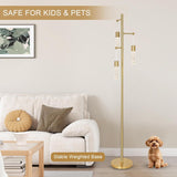 Gold Floor Lamps, Modern Brass Standing Lamp with Bubble Crystal Shades, 3 Built-in LED Lights, ON/Off Foot Switch