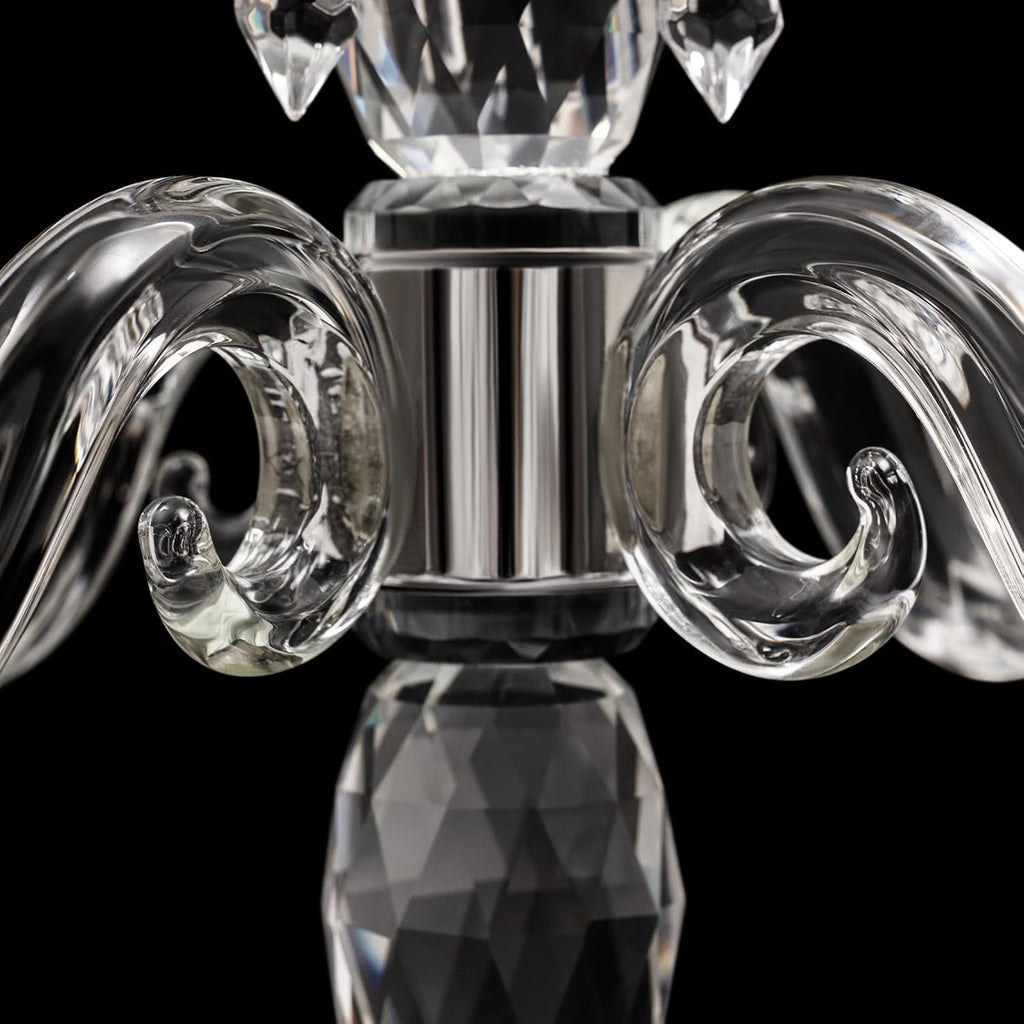 Modern Crystal Candle Holder Candelabra, 5 Arm 14 Inch Tall Clear Taper Candlestick Holders Vintage Wedding