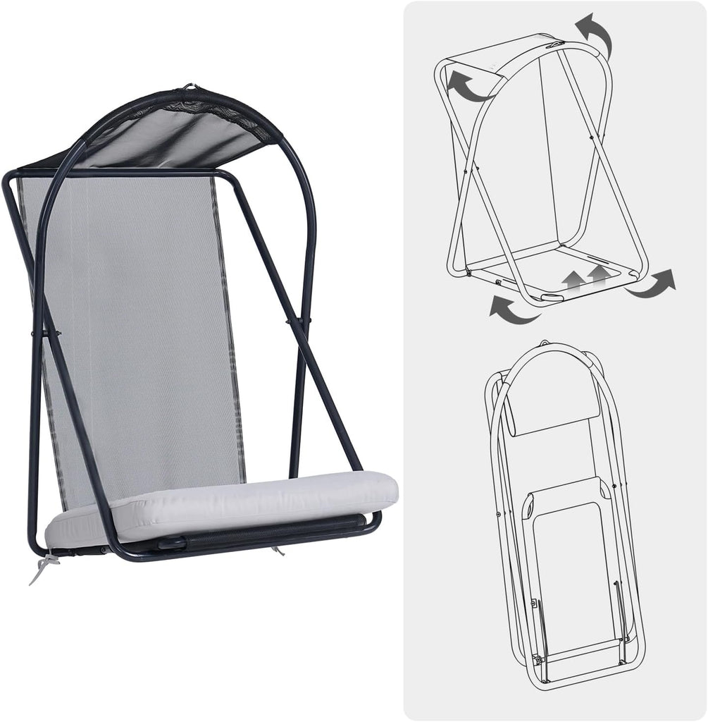 Outdoor Egg Chair Swing, Hanging Egg Chair with Stand Canopy Indoor/Outdoor Collapsible Minimalist, Easy to Store