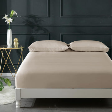 Luxury 100% Mulberry Silk 1 pc Fitted Sheet - 25 Momme, King Size - Beige, 15" Deep Pocket Grade 6A, Fade & Shrinkage