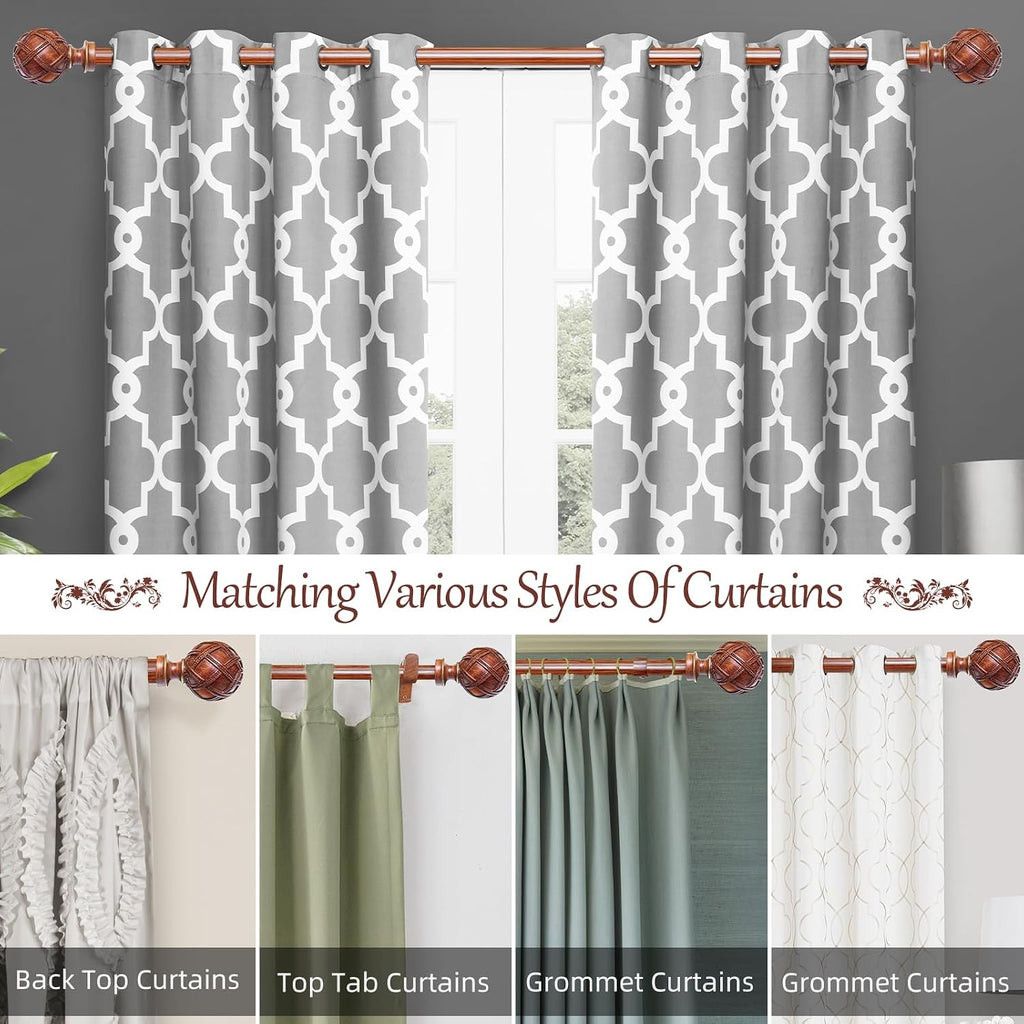 1" Single Curtain Rod, Weathered White, Fits 28-48"