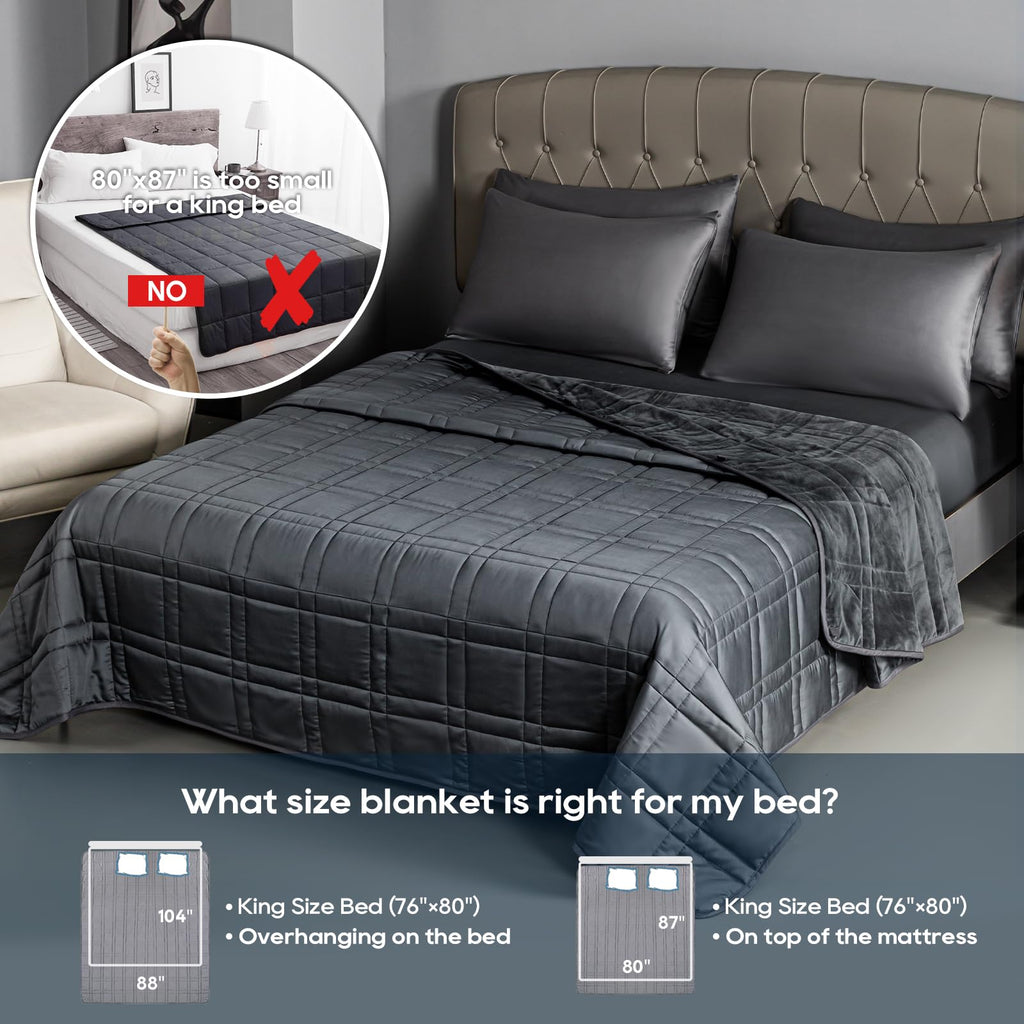 King Size Weighted Blanket 20lbs(88''x104'', Dual-Sided), Reversible King Weighted Blanket with Cozy Warm Velvet &