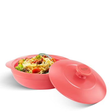 2-Qt Porcelain Dutch Oven with Lid - Lead & Cadmium Free, Oven Safe to 482°F, Heat Retention, Clay Pot for Cooking on
