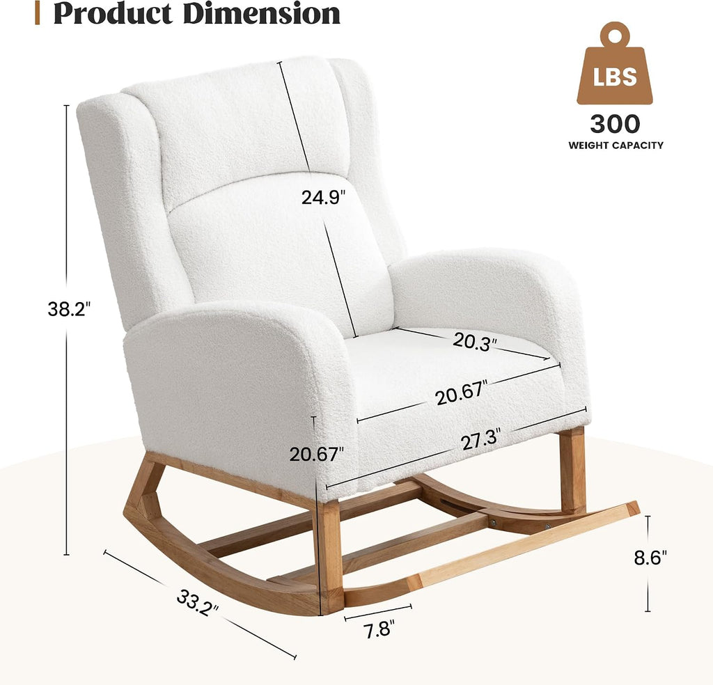 Rocking Chair Nursery, Nursing Rocking Chairs for Mom Nursery, Comfy Wingback Glider Rocking Armchair with Foot Rest