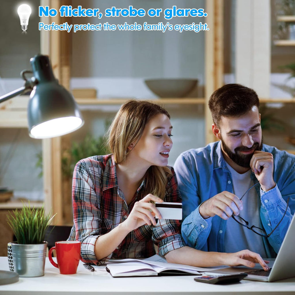 LED Light Bulbs, 100 Watt Equivalent A19, 13W 5000K Daylight White 1500 Lumens Non-Dimmable Bright E26 Edison Medium (4-Pack)