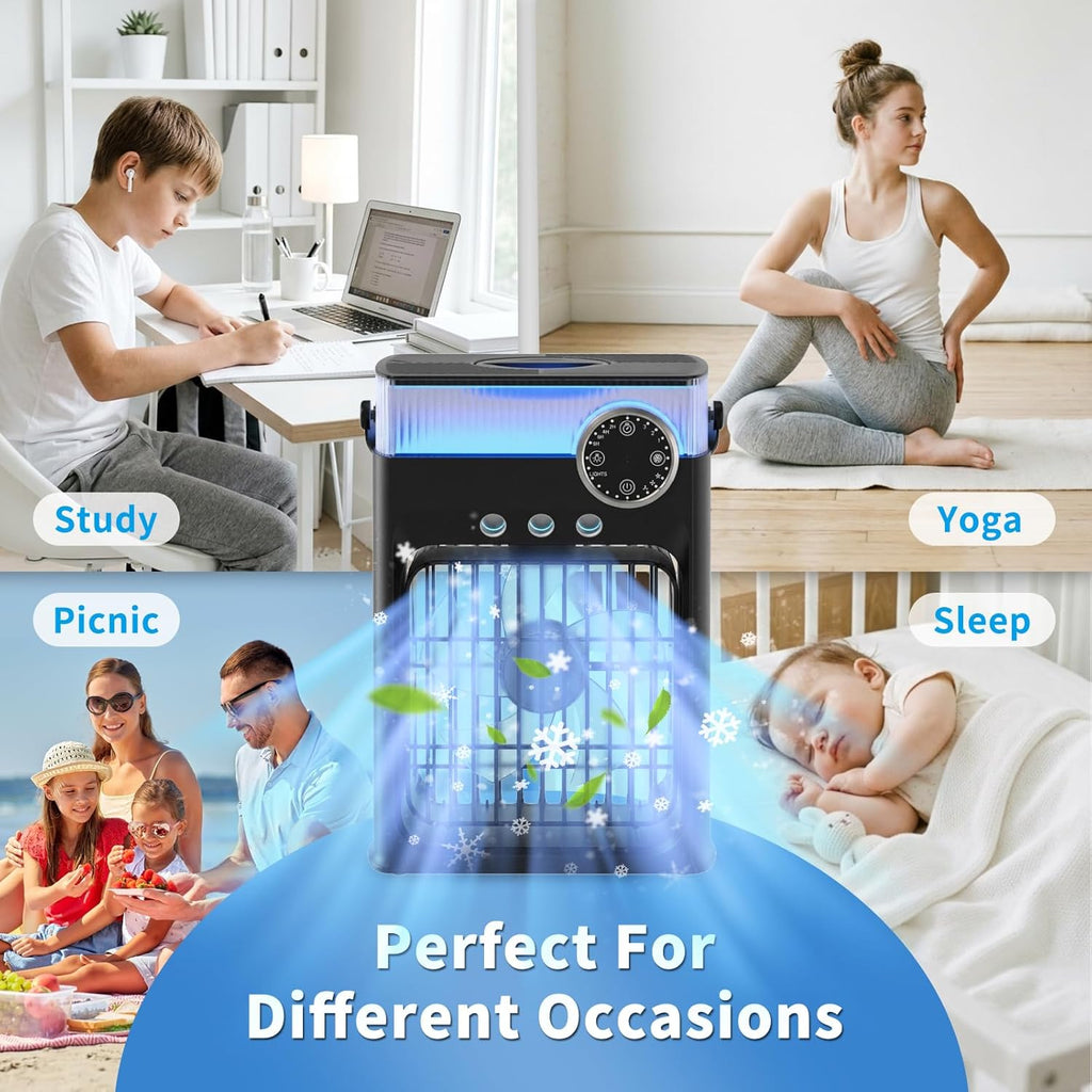 Portable Air Conditioner with Remote Control,1200ml Evaporative USB Mini Air Cooler Conditioner RGB 8 LEDs