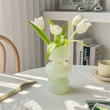 Glass Hydroponic Flower Vase, 7 Inches Colored Bubble Vase