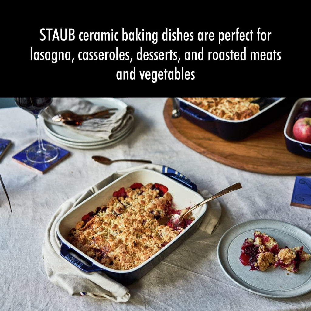 Ceramic 2-pc Rectangular Dish Set - Dark Blue | Oven-to-Table for Casseroles, Lasagnas, & Roasting. Dishwasher Safe.