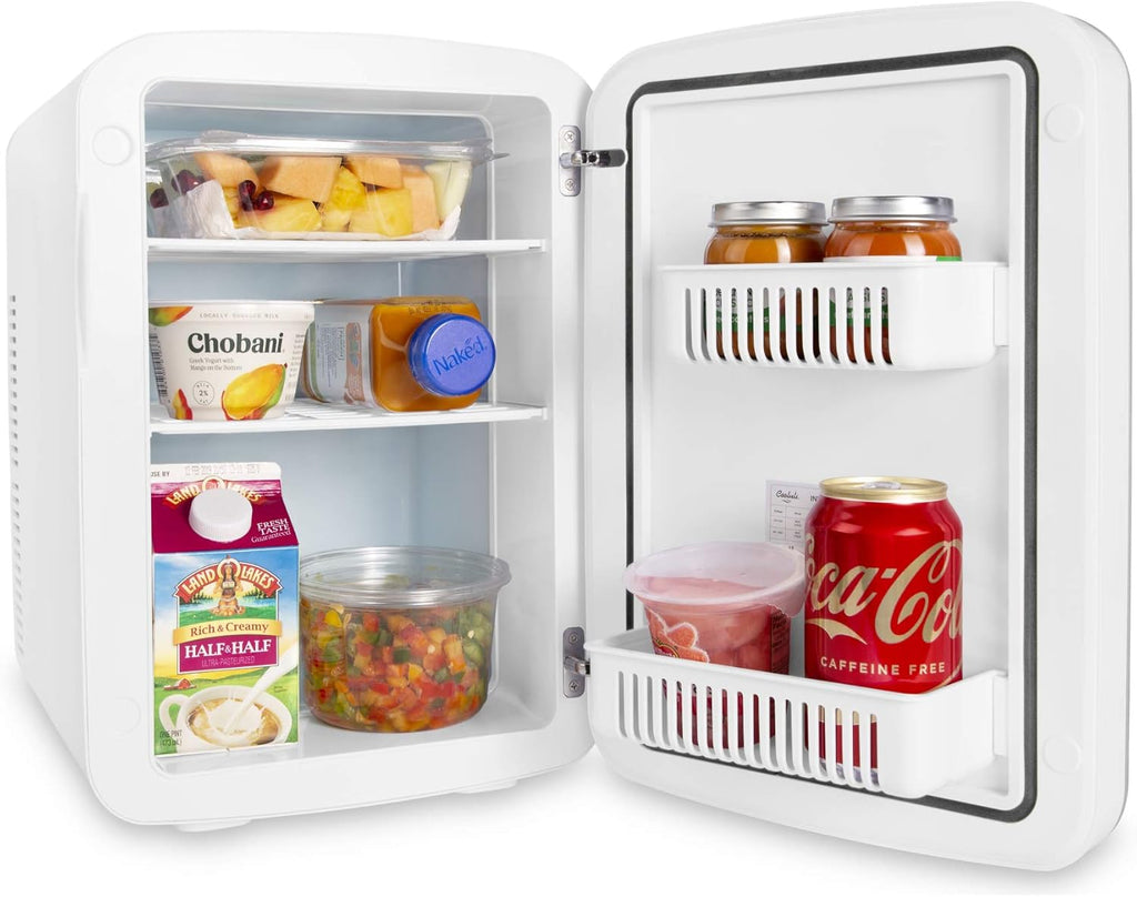Vibe Mini Fridge for Bedroom - With Cool Front Magnetic Whiteboard - 15L Portable Small Refrigerator for Travel, Car &