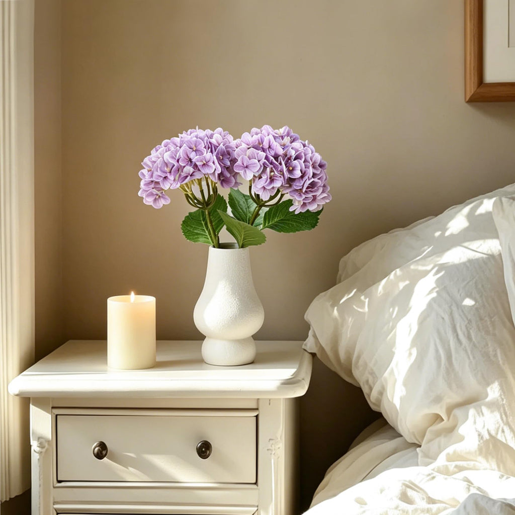 5Pcs Light Purple Real Touch Hydrangeas Artificial Flowers for Vase
