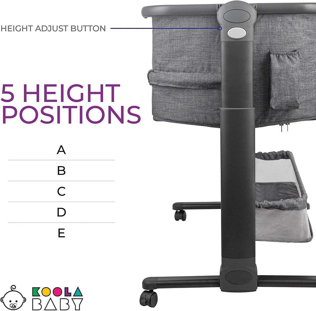 Bassinet, Bedside Sleeper for Baby, Easy Folding Portable Crib with Storage Basket for Newborn, Bedside Bassinet