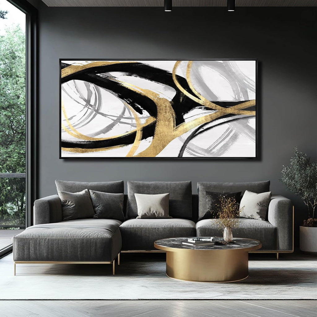 Large Canvas Wall Art Room Decor Framed Wall Art Abstract Line Paintings Home Decoration for Living Bedroom Office