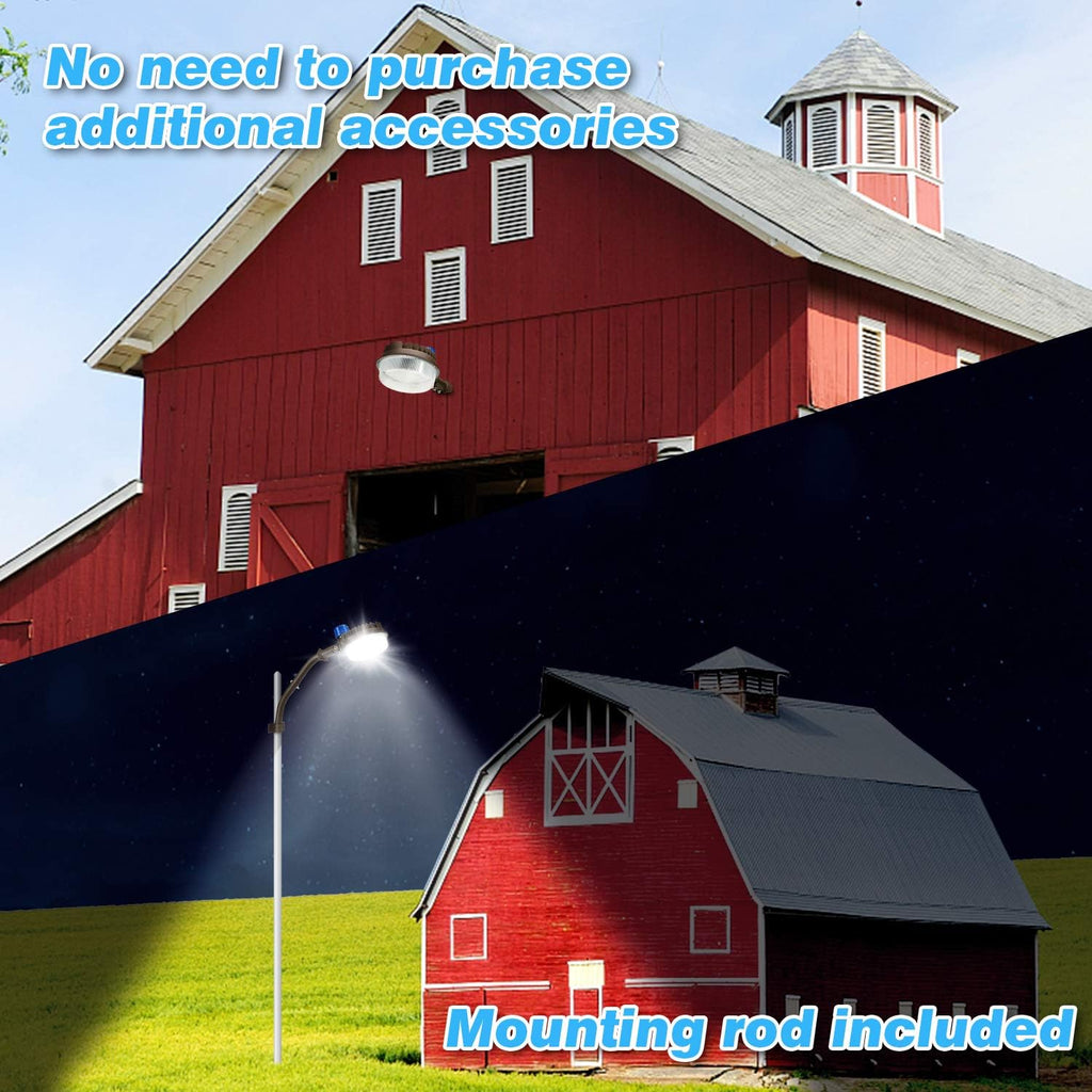 120W LED Barn Light Dusk to Dawn Outdoor Security Area Flood Light | 18000LM,5000K,Photocell,Free Extension Arm,Pole