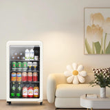 Retro Beverage Refrigerator, 3.2 Cu.Ft Mini Fridge with Glass Door, Vintage Free