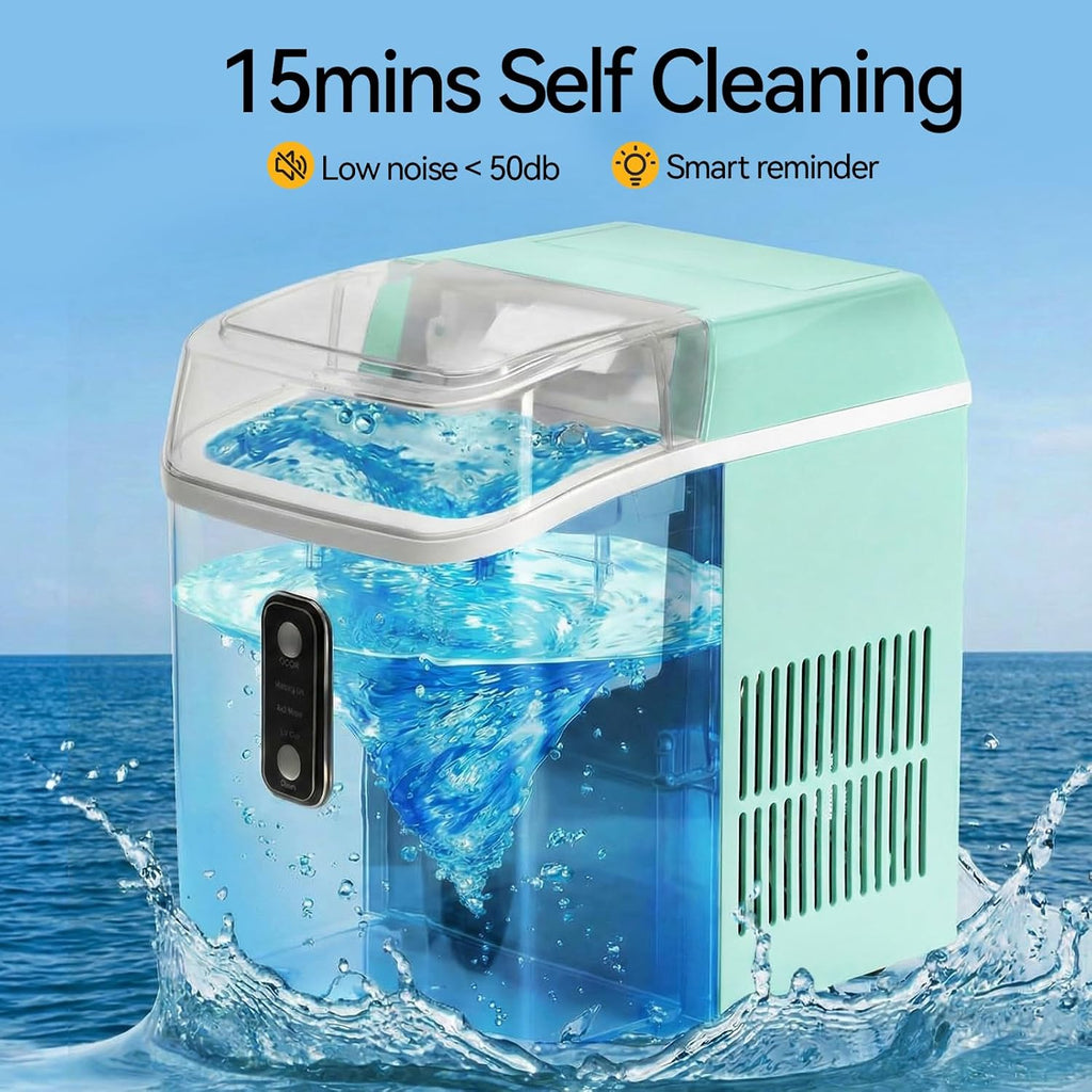 Nugget Ice Makers Countertop, Portable Nugget Ice Machine, Ready in 6 Mins, 24lbs in 24Hrs, Auto-Cleaning