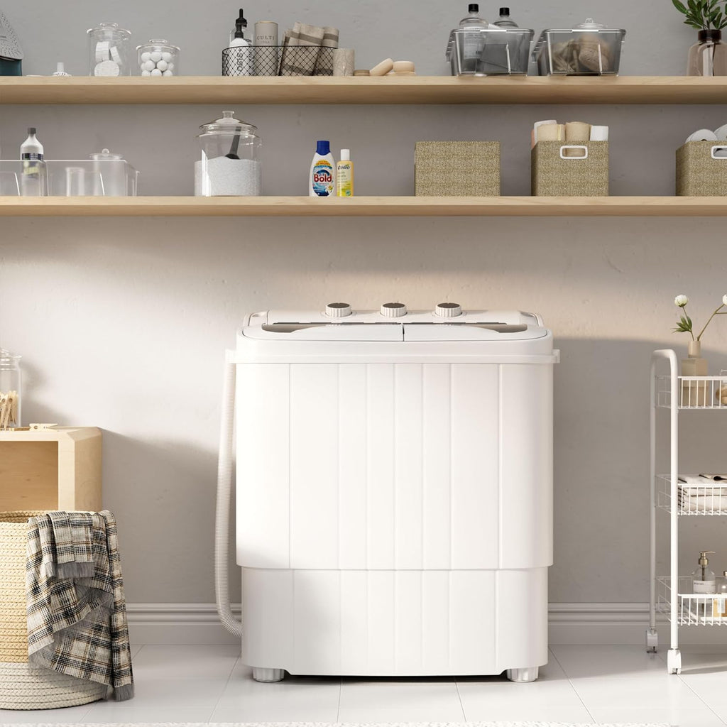 16Lbs Portable Washing Machine, Compact Single Tub Laundry Washer with Spin Dryer, Mini Semi-Automatic Washing Machine