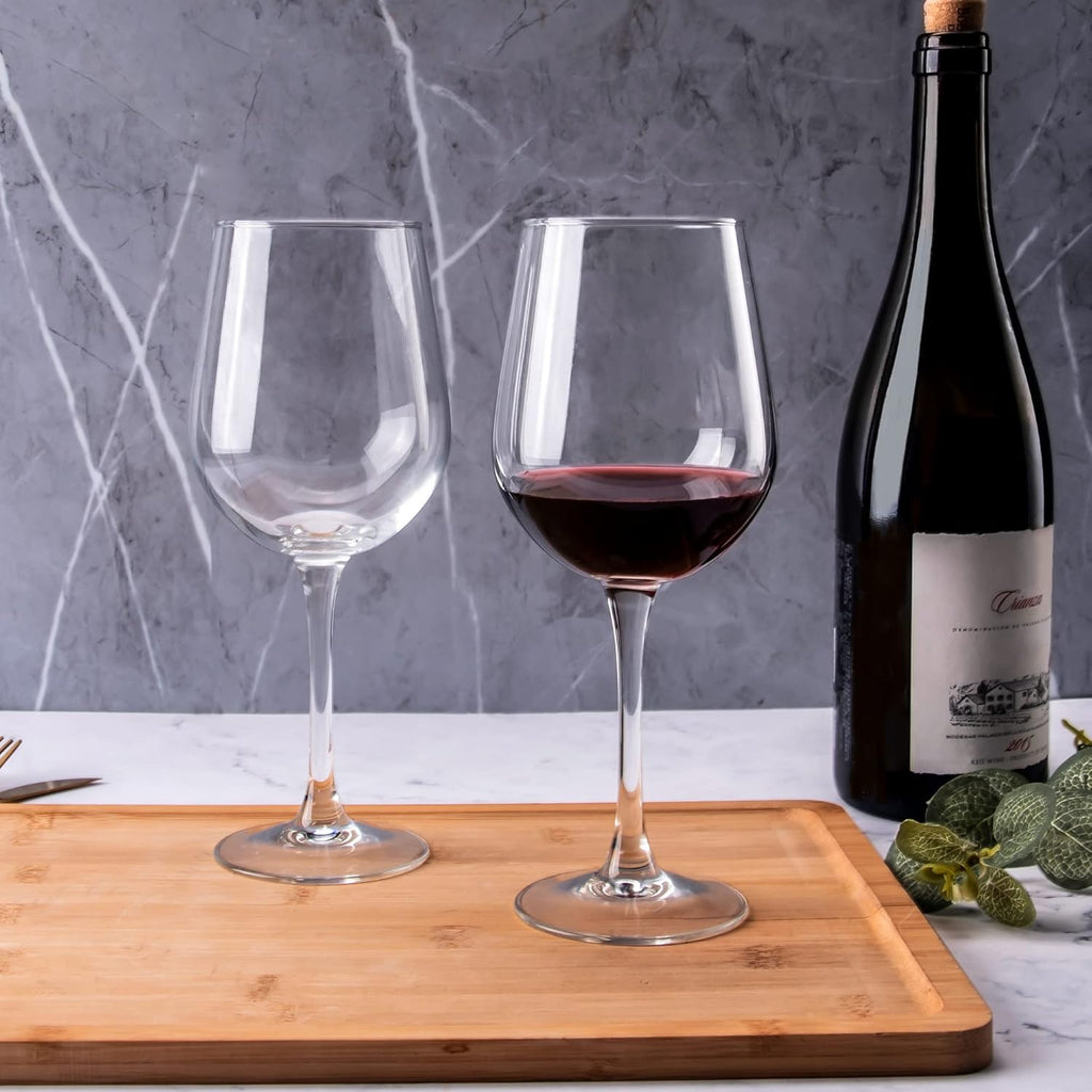Fully Tempered Wine Glasses, Shock Resistant Wine Glass Set for Red or White Wine, Dishwasher Safe Stem Glasses for