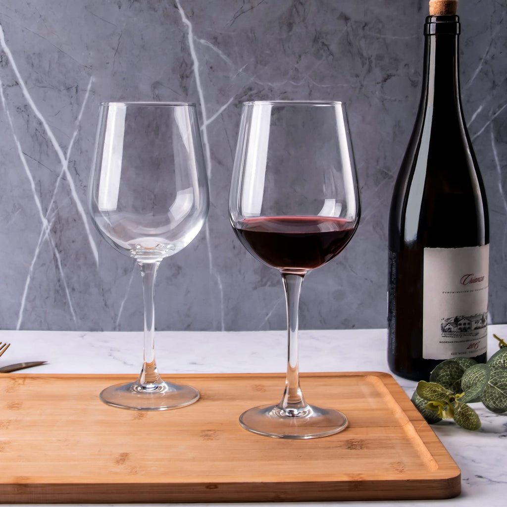 Fully Tempered Wine Glasses, Shock Resistant Wine Glass Set for Red or White Wine, Dishwasher Safe Stem Glasses for
