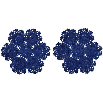 2 PCS 10 Inch Lace Doilies 7 Small Flower Connected Crochet Coasters Table Place Mats Halloween Thanksgiving Wedding