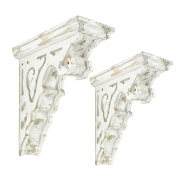 Set of 2 Corbels for Shelves Wood Corbels Decorative L7.2X W3.1x H7.8 Inches Shelf Brackets Wooden Vintage Shelf
