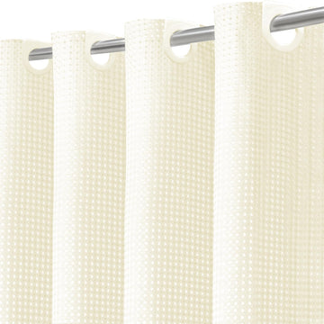 No Hook Shower Curtain with Removable Snap-in Liner, Waffle Weave 230 GSM Polyester, Weighted Hem, Water Repellent