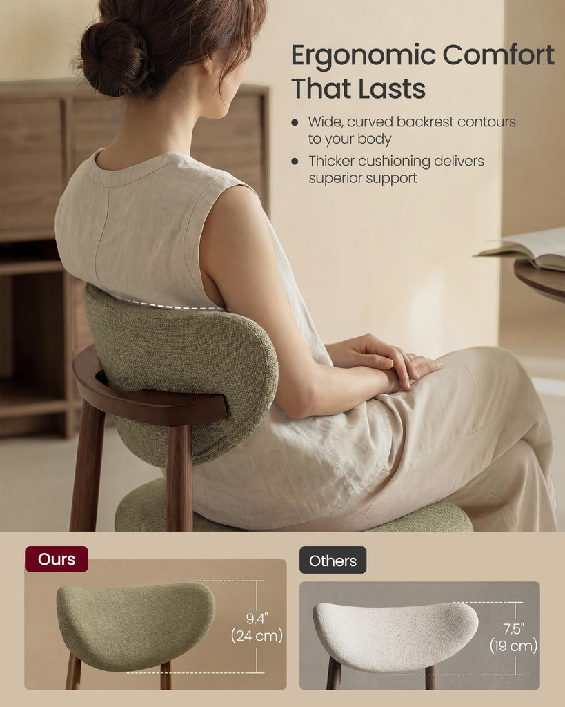 Wooden Set of 2, Upholstered Kitchen Chairs