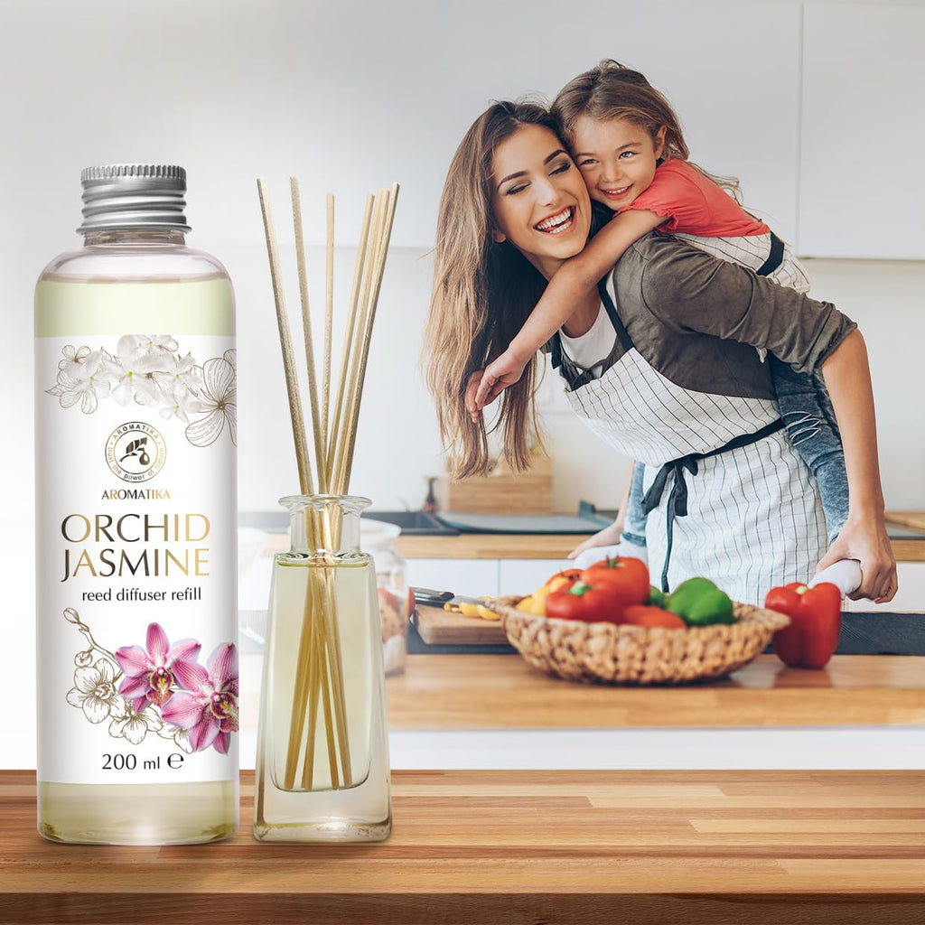Reed Diffuser Refill Orchid-Jasmine 6.8 Fl Oz - Scented Diffuser Refill - Long Lasting Home Fragrance - Room Diffuser