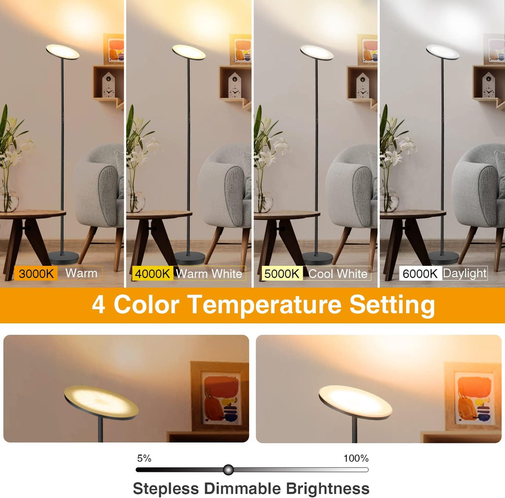 Floor Lamp, 30W/3000LM LED Modern Torchiere Sky Lamp
