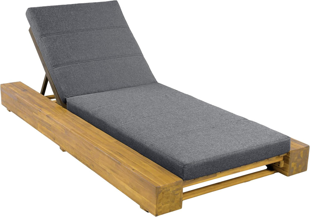 Tory Acacia Wood Chaise Lounge Chair Outdoor Set of 4, Poolside Sun Lounger Recliner, Patio Outdoor Chaise Lounge